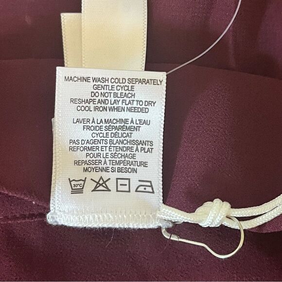 New with Tags Marla Wynne Layers Sheer Burgundy Button Down Blouse Size Small - Picture 8 of 10